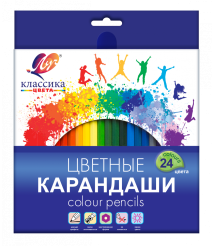 Creioane colorate 24 culori, din lemn, Klassika Луч